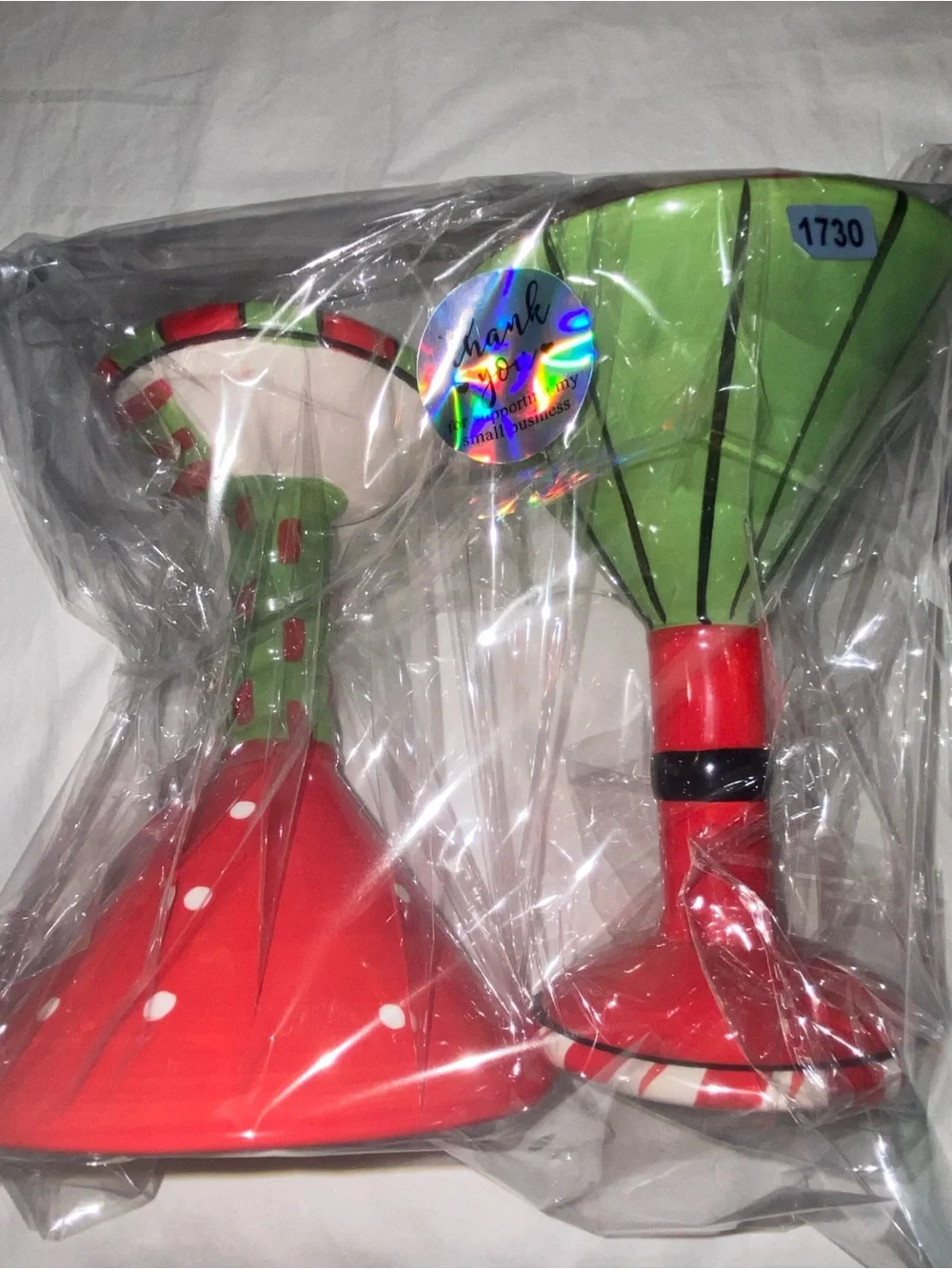 Holiday Red & Green Festive Martini Glass Décor - Unbranded